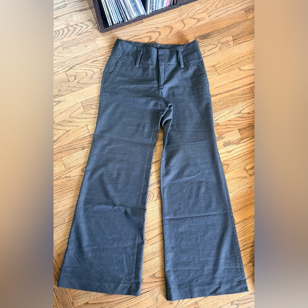 Banana Republic Charcoal Pants with Purple Lining Wide Leg/Flare